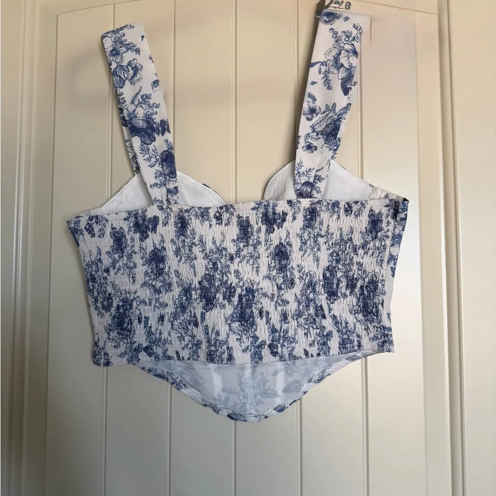 Floral Blue and White Women's Top
